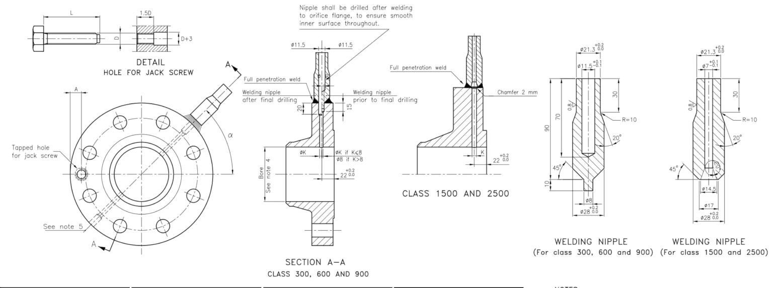 Orifice Flange Technical Drawing
